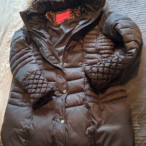 Betsey Johnson Dark Grey Quilted Puffer Coat
